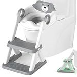 Potty Training Seat with Step Stool Ladder,Befol Potty Training Toilet for Kids Boys Girls,Toddlers-Comfortable Safe Potty Seat with Anti-Slip Pads Ladder (Grey)