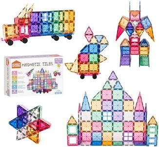 STEAM STUDIO 120pcs Magnetic Tiles Including Two Cars, Secured with Rivets, BPA Free Kids Toys, Pastel Colours Building Blocks, Building & ConstructionToys for Boys Girls