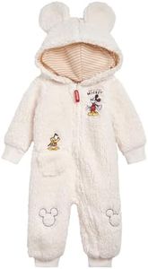 Disney Mickey Mouse Pluto Infant Baby Boys Zip Up Coverall White 12 Months