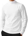 ZSJR Mens Mock Neck T Shirts Pullover High Neck Turtleneck Premium Long Sleeve Sweaters for Men, White, Medium