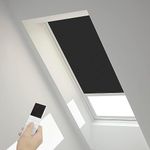 MaKefeile Motorized Skylight Shades Blackout Cellular Electric Blinds Room Darkening Honeycomb Shades Smart Blinds with Remote Suitable for Roof Inclined Plane Room Windows Custom Size Black