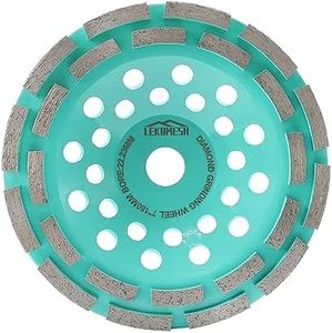 LEKOMESH Diamond Grinding Cup Wheel - 7" Concrete Grinding Disc, Double Row Diamond, Compatible with Angle Grinder, 7/8"-5/8" Arbor