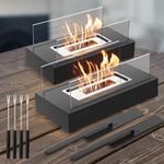 2 Pack Tabletop Fire Pit,Indoor & Outdoor Table Top Firepit Ethanol Tabletop Fireplace Bowl for Patio Backyard Livingroom Family Dinner Party Father's Day Tabletop Decorations(Metal Black)