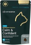 VetriScience Veterinary Strength Calm & Confident Chews - Stress Supplement for Cats - Supports Brain Function for Cats - with L-Theanine, Thiamine & More - 45 Count