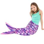 WERNNSAI Mermaid Tail Blanket - Plush Mermaid Wearable Blanket for Girls Kids Teens Soft Flannel Fleece Snuggle Blanket Mermaid Scale Sleeping Bag 140cm x 60cm (Purple)