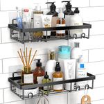 Jd Fresh Shower Caddy Shelf Organizer Rack, Self Adhesive Black Bathroom Shelves, Home Farmhouse Wall Shower Inside Organization And Storage Decor Accessories, House Essentials- - Stainless Steel