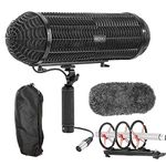 Movo BWS1000 Blimp Microphone Windshield Mount and Vibration Protection System for Shotgun Microphones - Features 12-point Internal Shock Mount, Integrated XLR Cable, Deadcat Windscreen, Grip Handle