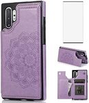 Asuwish Phone Case for Samsung Galaxy Note 10 Plus Glaxay Note10+ 5G with Screen Protector and Wallet Cover Flip Card Holder Stand Cell Gaxaly Note10 + Notes 10+ Ten Not S10 10Plus Women Men Purple