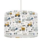 Let's Go Construction Vehicles Ceiling Lampshade, Nursery and Children's Bedroom (4 sizes available)