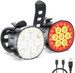 Viccux Bike Lights, [8+12 Modes & USB Rechargeable] Ultra Bright LED Bike Lights for Night Riding Front and Back Flashlight, IP65 Waterproof Bicycle Headlight and Tail Light Set for Cycling