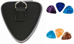 Naisfei Guitar Pick Holder Case with 6 Picks,Guitar Picks Holder for Acoustic Electric Guitar, Variety Pack Picks Storage Pouch Box, PU Leather Plectrums Bag, for Guitar Players(Black)