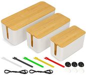 Cord Organizer Cable Management Box Holder Set of 3 for Cords, Power Strips or Surge Protectors, Hide Loose Wires Behind TVs Home Office Computers Office Desks Entertainment Centers