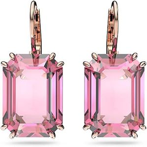 Swarovski Millenia Drop Earrings, Pink Octagon Cut Crystals in a Rose Gold-Tone Plated Setting