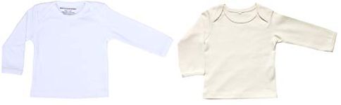 Maple Clothing Organic Cotton Baby Long Sleeve T-Shirt GOTS Certified (2 Pack, Natural/White, 0-3m)