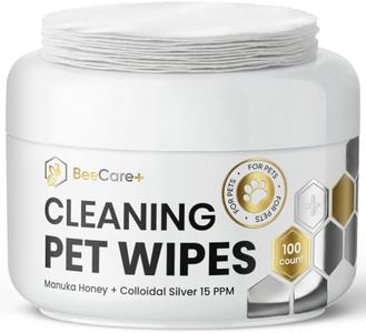 Cleaning Pet Wipes with Colloidal Silver 15 PPM & Manuka Honey – Help with Dirt, Dander, Itching & Odors – Use Dog Ear Wipes for Skin & Wrinkles – Ear Wipes for Dogs & Cats of All Ages – 100 Count