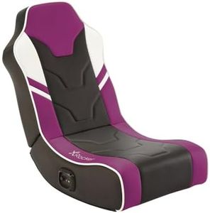 X-Rocker Shadow Gaming Chair for Kids and Juniors, 2.0 Audio Floor Rocker, Low Folding Rocking Seat with 2 Stereo Sound Speakers, Padded Foam Gaming Seat for Children for XBOX, PS4 PS5 Switch - PURPLE