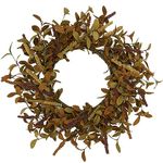 WreathDream 20 inch Fall Wreath Autumn Eucalyptus Harvest with Leaves,Mixed Grain for Front Door Farmhouse Indoor Outdoor Festival Home Thanksgiving Decor, Orange Leaves