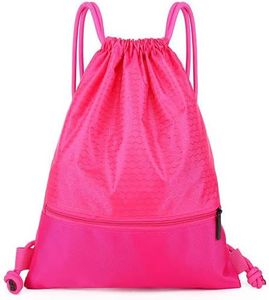 Drawstring Backpack Waterproof Drawstring Bag String Bag with Zipper Sport Pack String Tote Gym Bag Cinch Sack for Gym or Traveling, Swimming Bag for Men, Women and Children