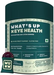 What's Up Wellness Eye Health Gummies To Maintain Eye Health | Zeaxanthin 4mg Helps Shield Blue Light | Formulated with Vitamin A, Vitamin E, Lutein, and Ginkgo Biloba | 30 Days Pack (30 Gummies)