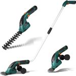 Cordless Grass Shear 7.2 V 2000 mAh 2-in-1 Hand Hedge Trimmer Lawn with Telescopic Handle Rechargeable Battery and Charger for Garden, Lawn, Shrub and Pruning