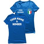 lepni.me Womens Personalised Football Jersey Italy | Your Name and Number | Italian Flag Badge | Custom T-Shirt | Football Championship (S Royal-Blue Multi Color)