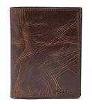 Fossil Wallet for Men Derrick, 100% Leather Bifold Dark brown 10 cm L x 2.5 cm W x 13 cm H ML3686201