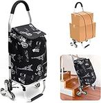 Folding Shopping Trolley Grocery Cart with Removable Waterproof Canvas Bag and Stair Climbing Wheels Super Loading Portable Utility Cart