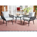 DEVOKO 3 Piece Durable Design Or Stylish Rope Bistro Set for Small Space Garden, Balcony, Deck, Yard (Black & White)