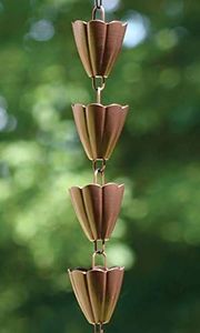 BestNest Ancient Graffiti Scalloped Rain Chains, Browned Copper Finish, Pack of 4
