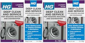 HG Deep Clean & Service Washing Machine Cleaner & Dishwasher Cleaner, Dishwasher & Washing Machine Descaler, Removes Deposits, Kitchen & Laundry Appliance Servicing - 2 x 100g (Pack of 2)