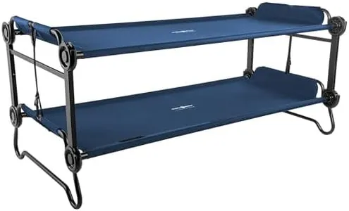 Disc-O-Bed Extra Large Portable Bunk Camping Cots with Carry Bags - Heavy-Duty Indoor or Outdoor Sleeping System, Converts to Bench or Separate Beds, 500 lb Weight Capacity Per Cot, Navy