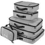 Savisto Packing Cubes 6 Piece Set, Durable & Lightweight Travel Essentials for Suitcases - Includes 1 XL, 2 L, 2 M, 1 S - Available in 8 Stylish Colours - Grey