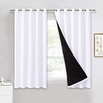 PONY DANCE White Blackout Curtains - Eyelet Curtain with Black Liner for Thermal Insulated & Energy Saving Double Layers Window Treatment for 100% Shading, 2 PCs, 66x54 inch, Pure White