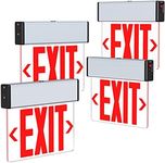 LED Edge Lit Exit Sign Aluminum Housing AC 120-347V Emergency Exit Light with Battery Backup Single Sided Acrylic Clear Panel Commercial Exit Signs, Top/Side/Wall Mount, UL Certified (4 Pack, Red)