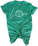 Volleyball Tee Shirt - Love Volleyball Ball - Volleyball Player Teen Girls t-Shirt Gift, Green, Small