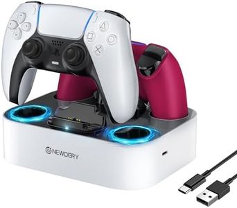 NEWDERY PS5 Controller Charger Station Compatible with Dualsense Edge Controller, Fast Charging Dock Stand with Cable, Dual Controller Charging Station for Playstation 5 &for DualSense Edge Controller