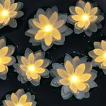 LACGO 12 PCS Diwali Waterproof Floating Lotus Light - Floating Flower Light Battery Operated Water Activated Warm White Pool Flower Lamp Wedding,Anniversary,Garden Decoration(6Inch & 5Inch)