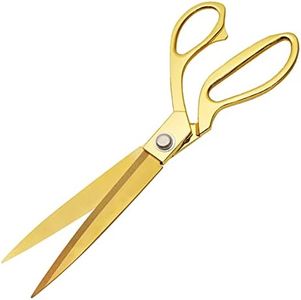 Premium Tailor Scissors,Heavy Duty Sewing Scissors Gold Titanium Coating Stainless Steel Fabric Scissors Leather Comfort Grip Shears Professional Ultra Sharp Cloth Tailor Scissors 10.5 Inch