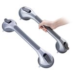 TAILI Grab Rails for Bathroom, 2 Pack 43 CM Shower Handles Suction, MAX 109 KG Safety Shower Grab Bars, Strong Hand Rails for Elderly, Senior, Disabled, No Drilling Handrail Disability Aids - Silver