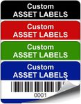 2000 Personalised Custom Barcode Asset Tag Labels - 38mm x 20mm Permanent Synthetic PP Labels - Simply Choose a Colour, Add Text and Identify Numbers Required - (P/NO. CALB3)