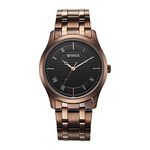 Titan Men Stainless Steel Analog Black Dial Casual Watch, Band Color-Brown