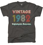 GunShowTees 42nd Birthday Gift | 1982 Vintage Original Parts | Funny 80s Retro Inspired Graphic Tee Shirt, Dark Heather, X-Large