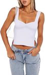 REORIA Women Summer Tops Sexy Ruched Sweetheart Neck Sleeveless Backless Side Split Fashion Tank Tops Going Out Y2K Trendy Crop Tops for Teen Girls White Small