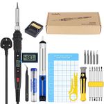 LeaderPro 80W Soldering Iron Kit Upgraded ON/OFF Switch+LCD Visible Welding Tools with Adjustable Temp 180-480°C, Soldering Iron Stand, 28 in 1 Kits for Welding/Soldering/Desoldering/Repair/DIY