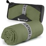 VENTURE 4TH Quick Dry Towel. Microfiber Travel Towel Ideal for Camping, Hiking, Backpacking, Gym. Lightweight & Fast Drying Travel Towels for Body. Compact & Easy to Pack - Army Green Extra Large