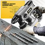 Rotary Hammer Drill for Dewalt 20V MAX Battery, Cordless SDS-Plus Hammer Drill for Concrete/Masonry, 2.5 Joules, 4 Application Modes with 360°Auxiliary Handle, Including 4 Drill Bits(Bare Tool)