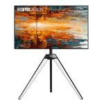 FITUEYES Design Corner TV Stand for 37 43 50 55 65 inch TV, Art Floor TV Stand Tripod Easel with Concealed Storage Cable Management,White, Picasso Series