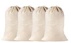 Laundry Bags - Pack of 4 Natural (71x91) CM, 100% Cotton Extra-Large Heavy Duty Laundry Bags by Lino Mantra - Highly durable, Drawstring with cord-lock, Machine Washable and reusable