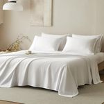 JELLYMONI Queen Sheet Sets White - 400 Thread Count 100% Cotton Sateen Sheets for Queen Size Bed, Soft and Cooling Sheets, 4 Pieces Hotel Luxury Bedding, Easy Care Cotton Sateen Sheet Set