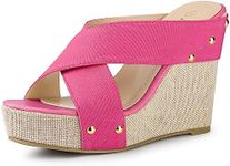 Allegra K Women's Platform Slide Pink Wedge Sandals 6 M US